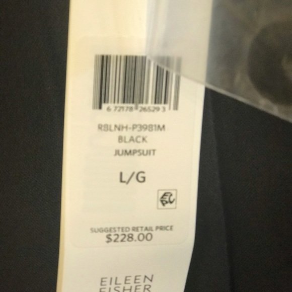 NEW EILEEN FISHER Organic Cotton Romper Black L - Picture 6 of 6